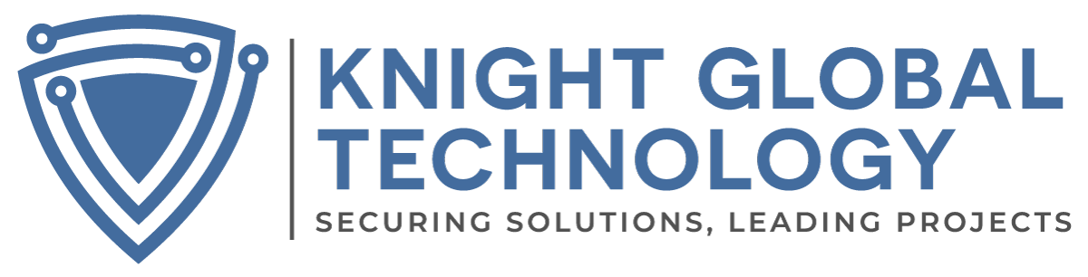 A green background with blue text that says knight technology.