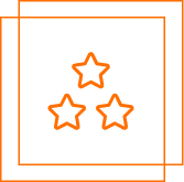 A square with three stars in the middle of it.